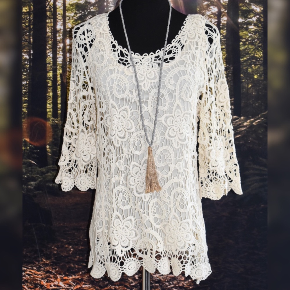 Absolutely Stunning Ivory Crotchet Tunic